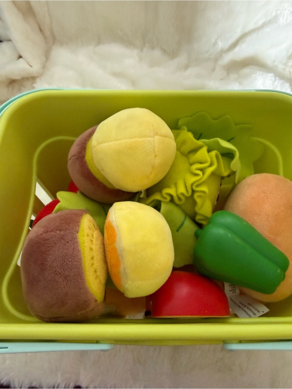 Giggle Scape Kids Food Plush Set With Shopping Basket